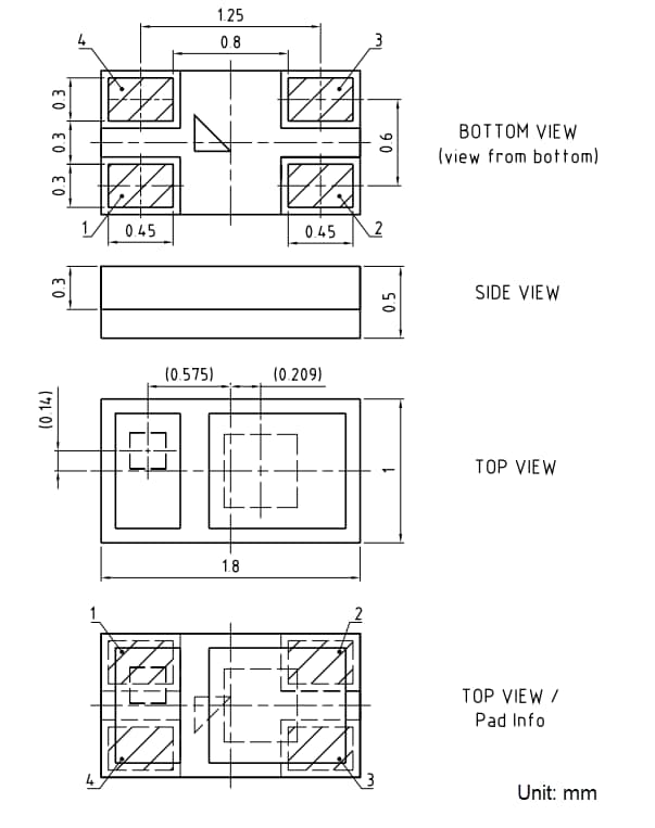 Mechanical Drawing - ams OSRAM SFH 7061 Optical Force & Proximity Sensor Module